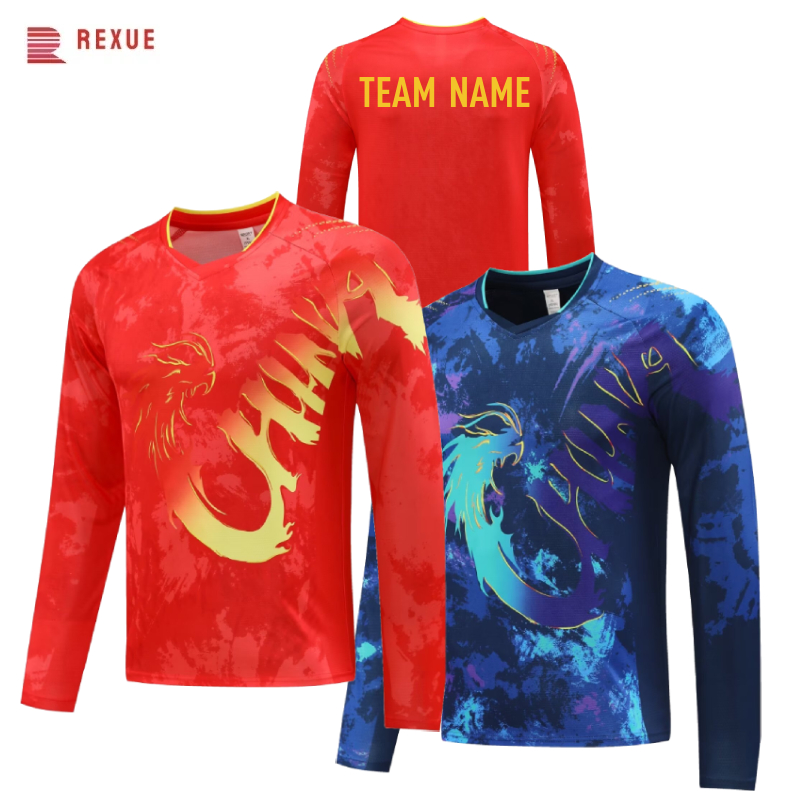 Table Tennis Shirt - 중국 드래곤 긴 소매 탁구 셔츠,